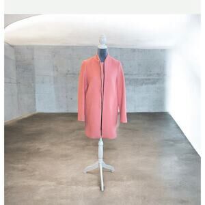 ZARA Basic Wool Blend Light Pink/Coral Pea Coat Jacket Size Small